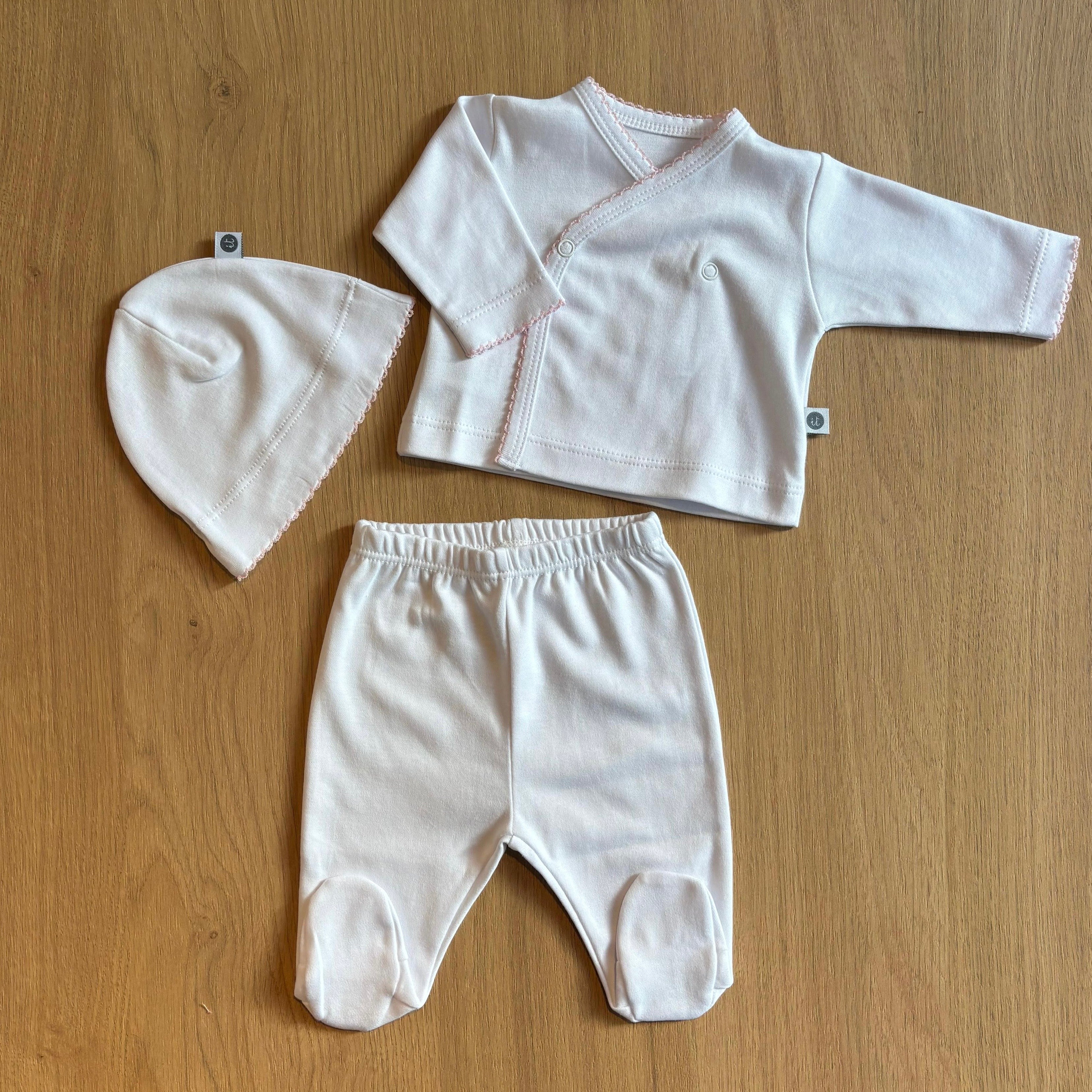 Set 3 piezas blanco algodón pima