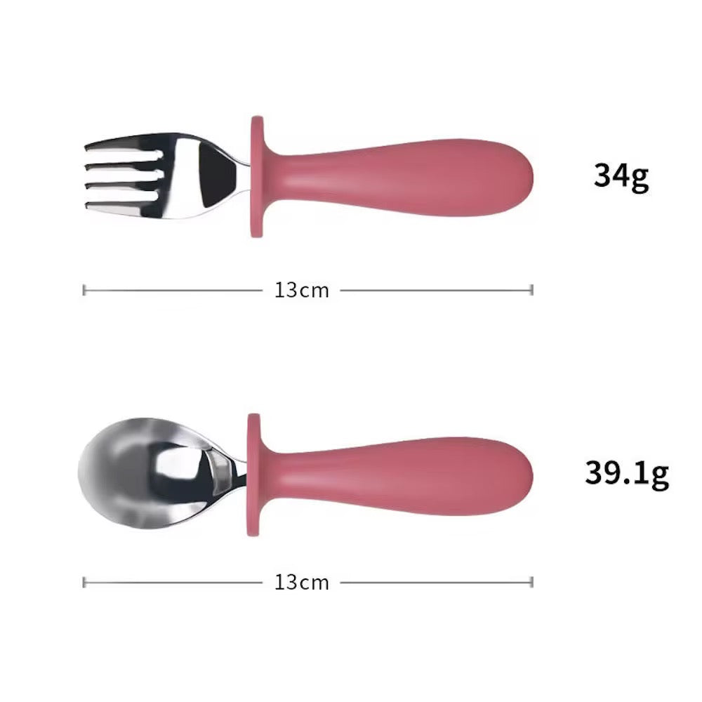 Set cuchara y tenedor silicona y metal