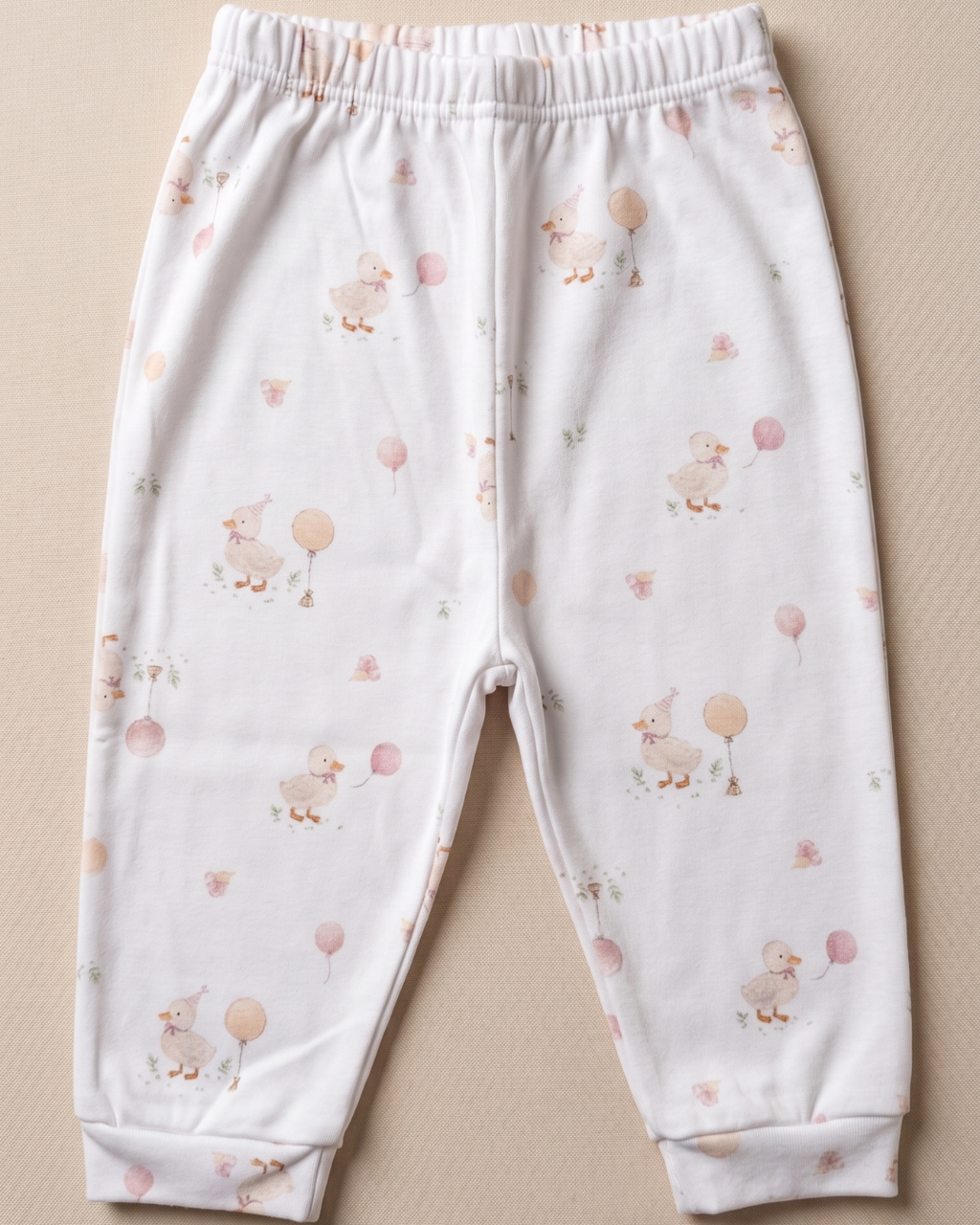 Set tres piezas 100% algodón pima patitos rosa