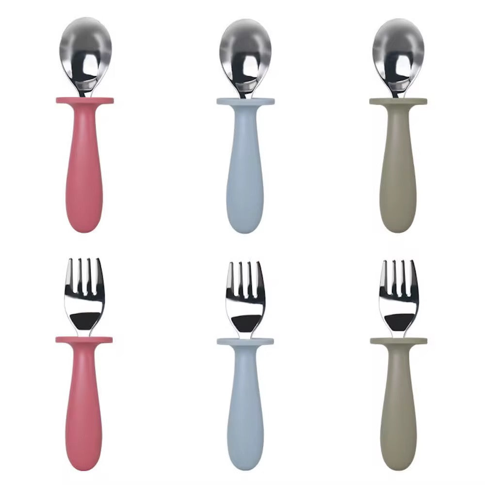 Set cuchara y tenedor silicona y metal