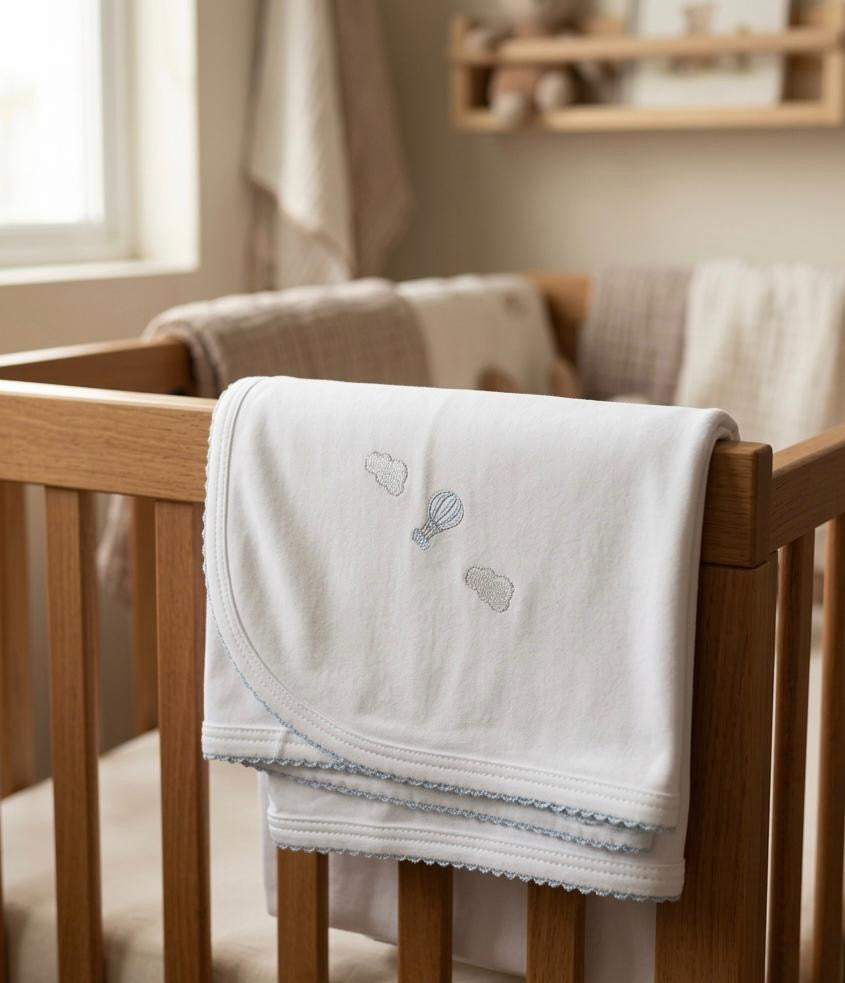 Manta globitos celestes algodón pima