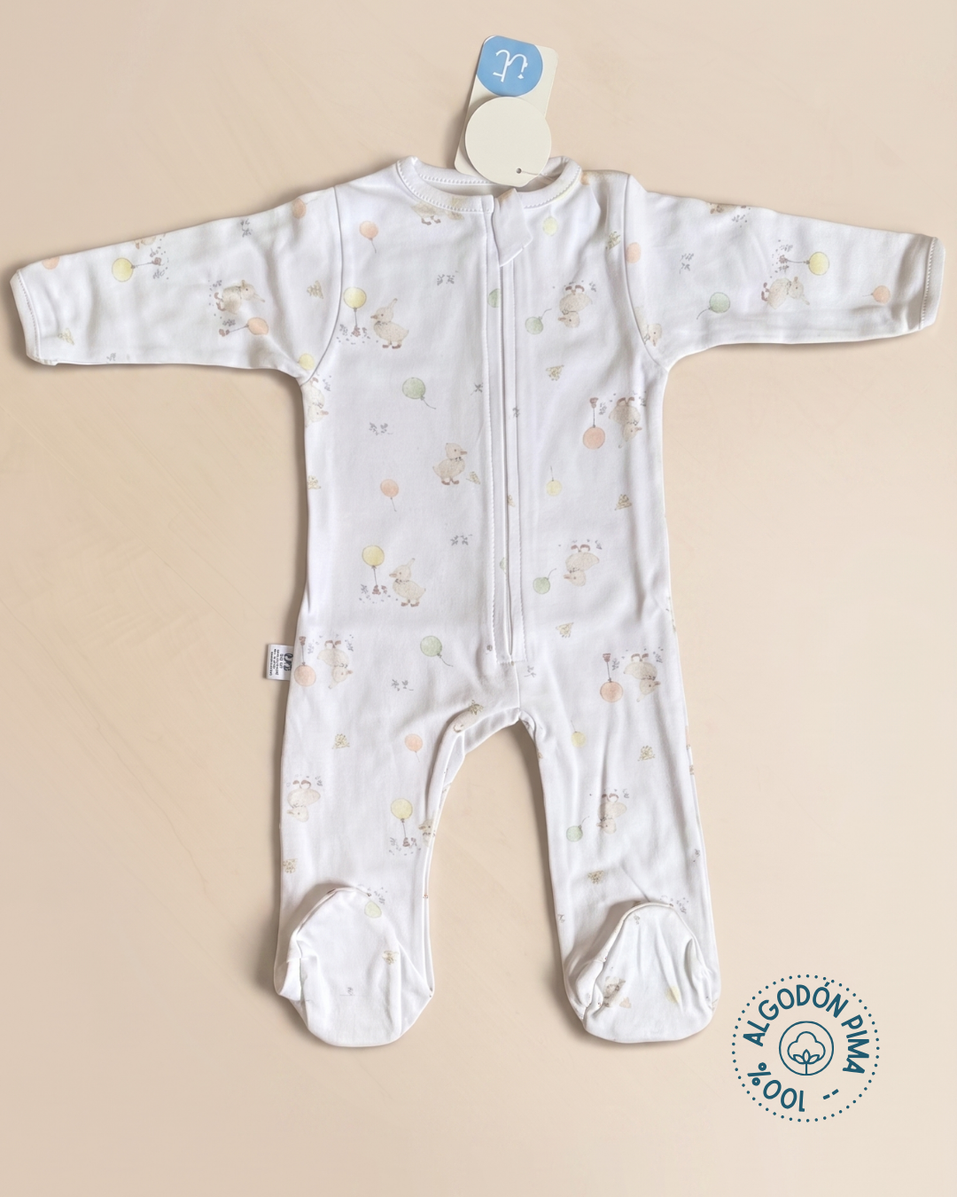 Enterito algodón pima con cierre patitos unisex