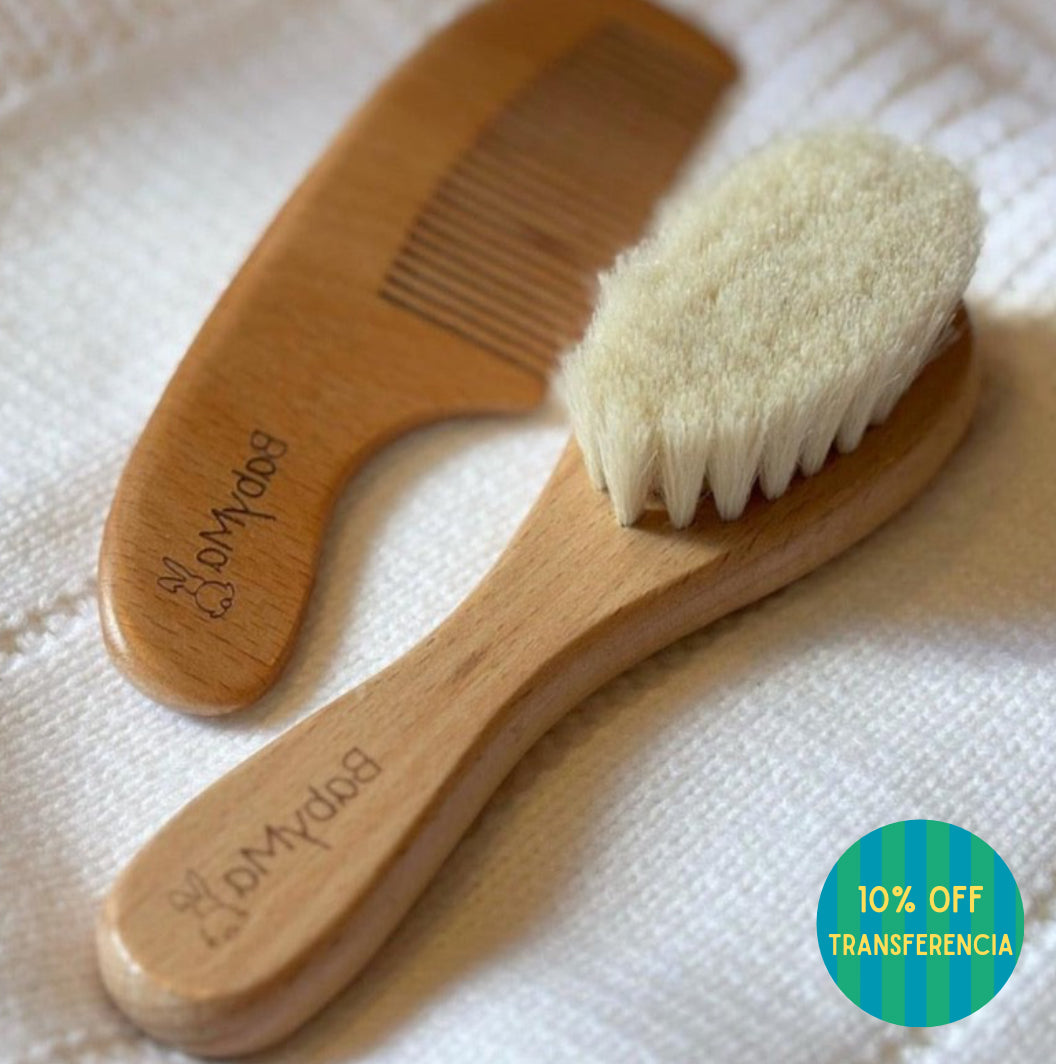 Set peine y cepillo madera