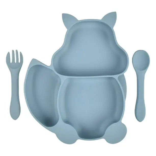 Set plato, tenedor y cuchara silicona