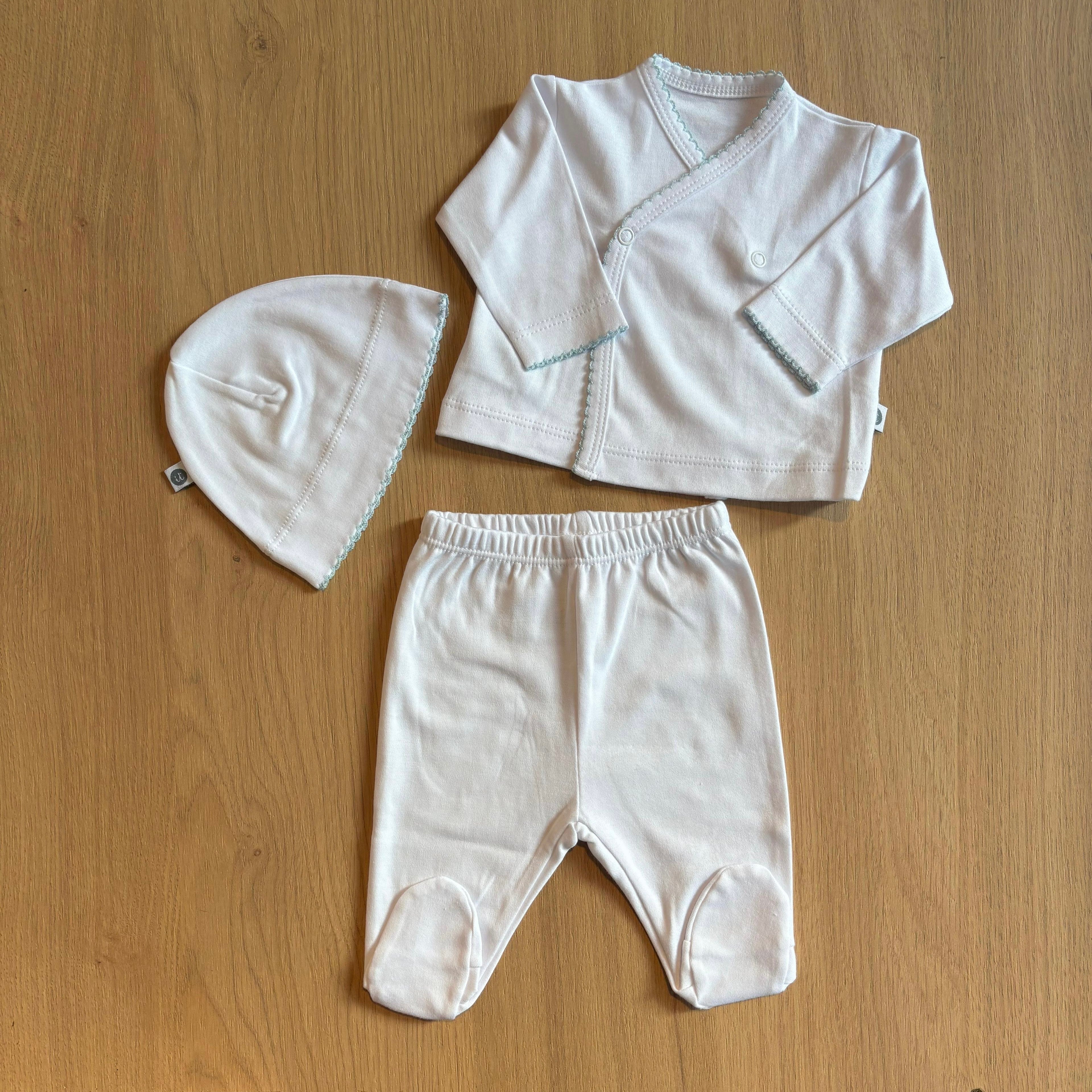 Set 3 piezas blanco algodón pima