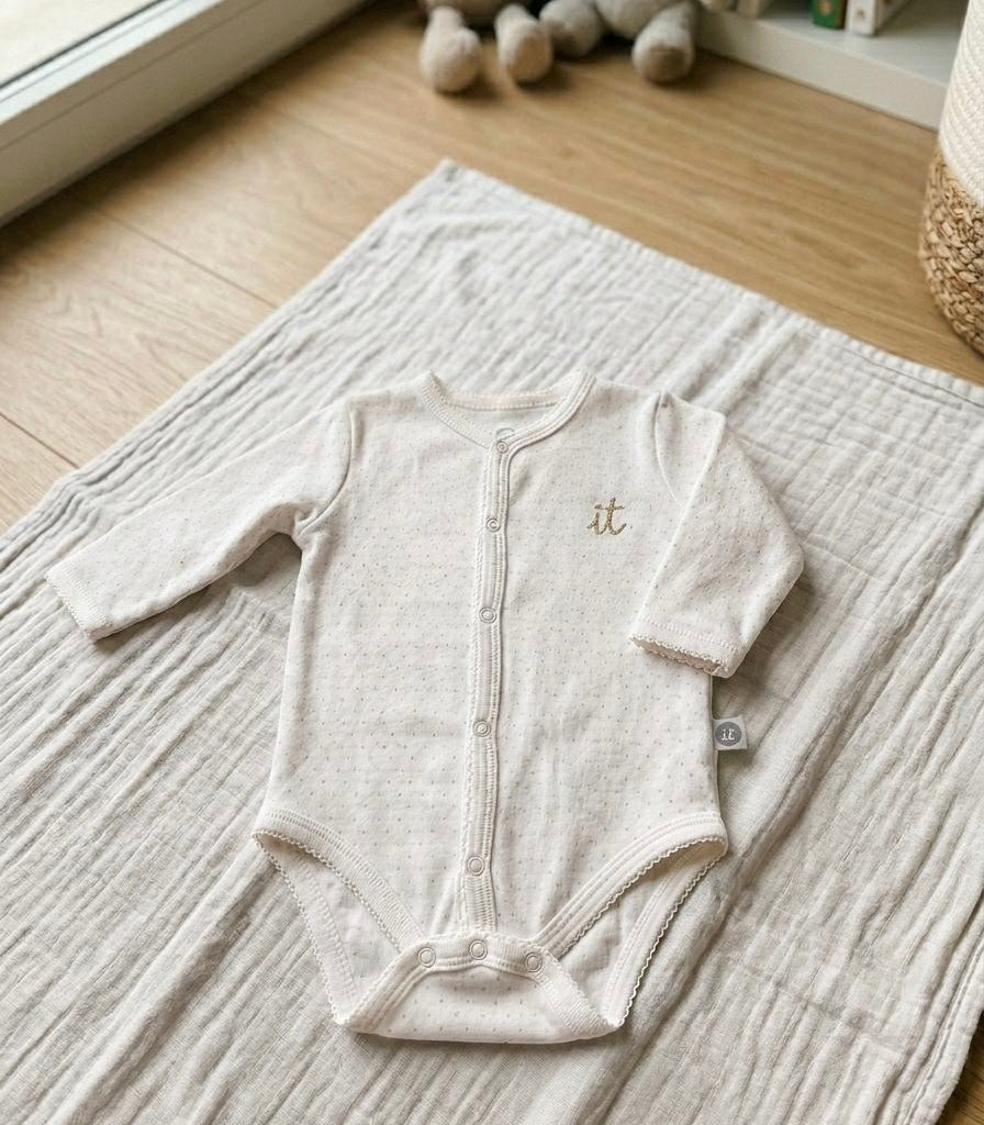 Body puntitos beige algodón pima
