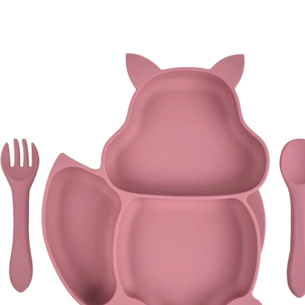 Set plato, tenedor y cuchara silicona