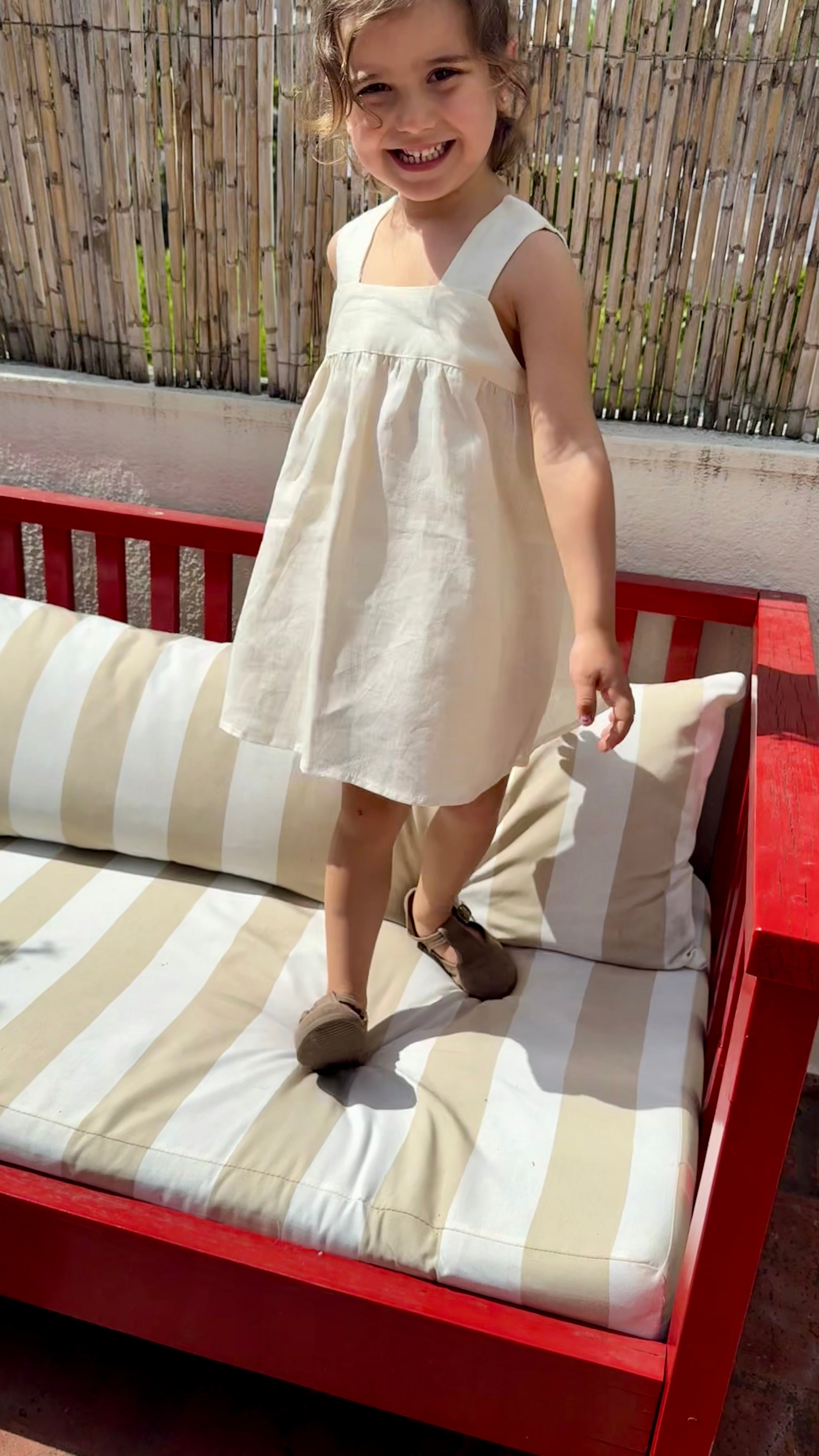 Vestido lino manteca