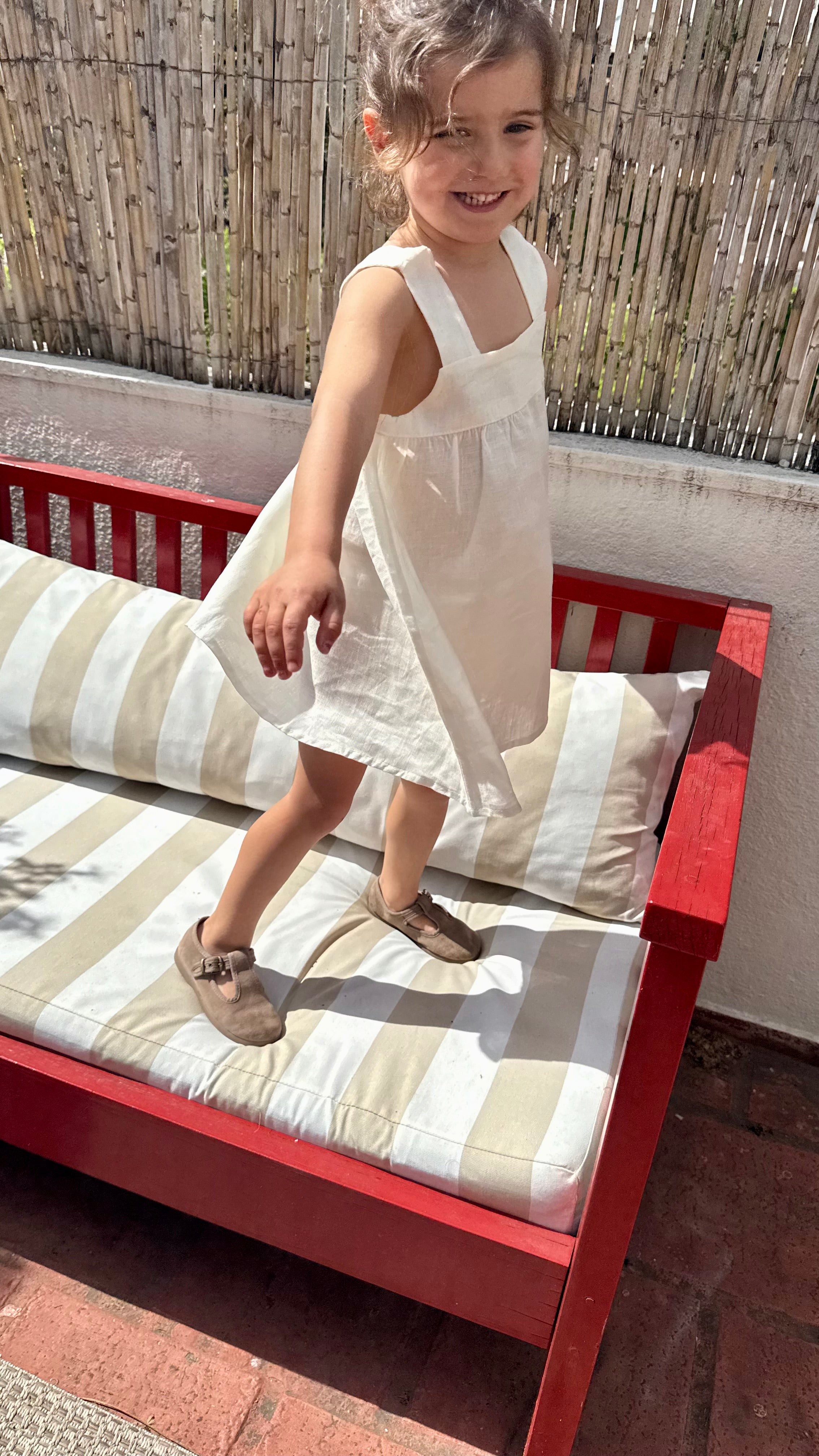 Vestido lino niña- crudo