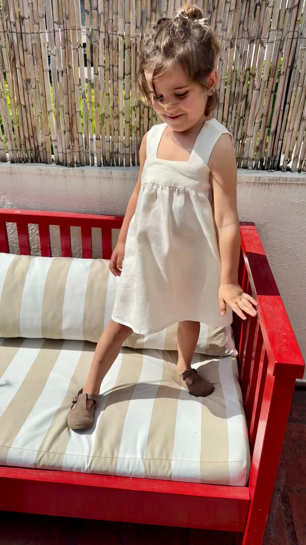 Vestido lino manteca
