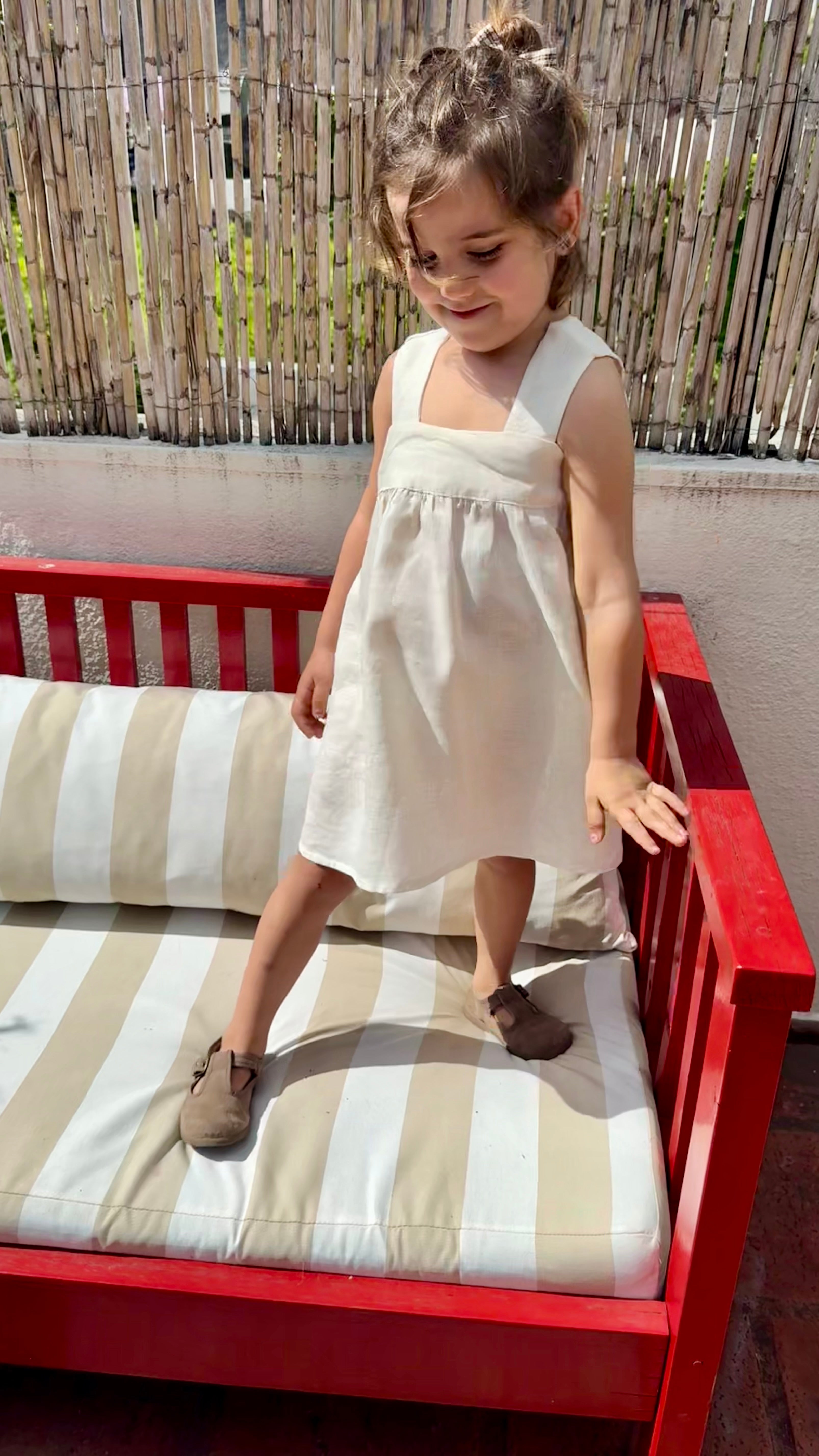 Vestido lino manteca