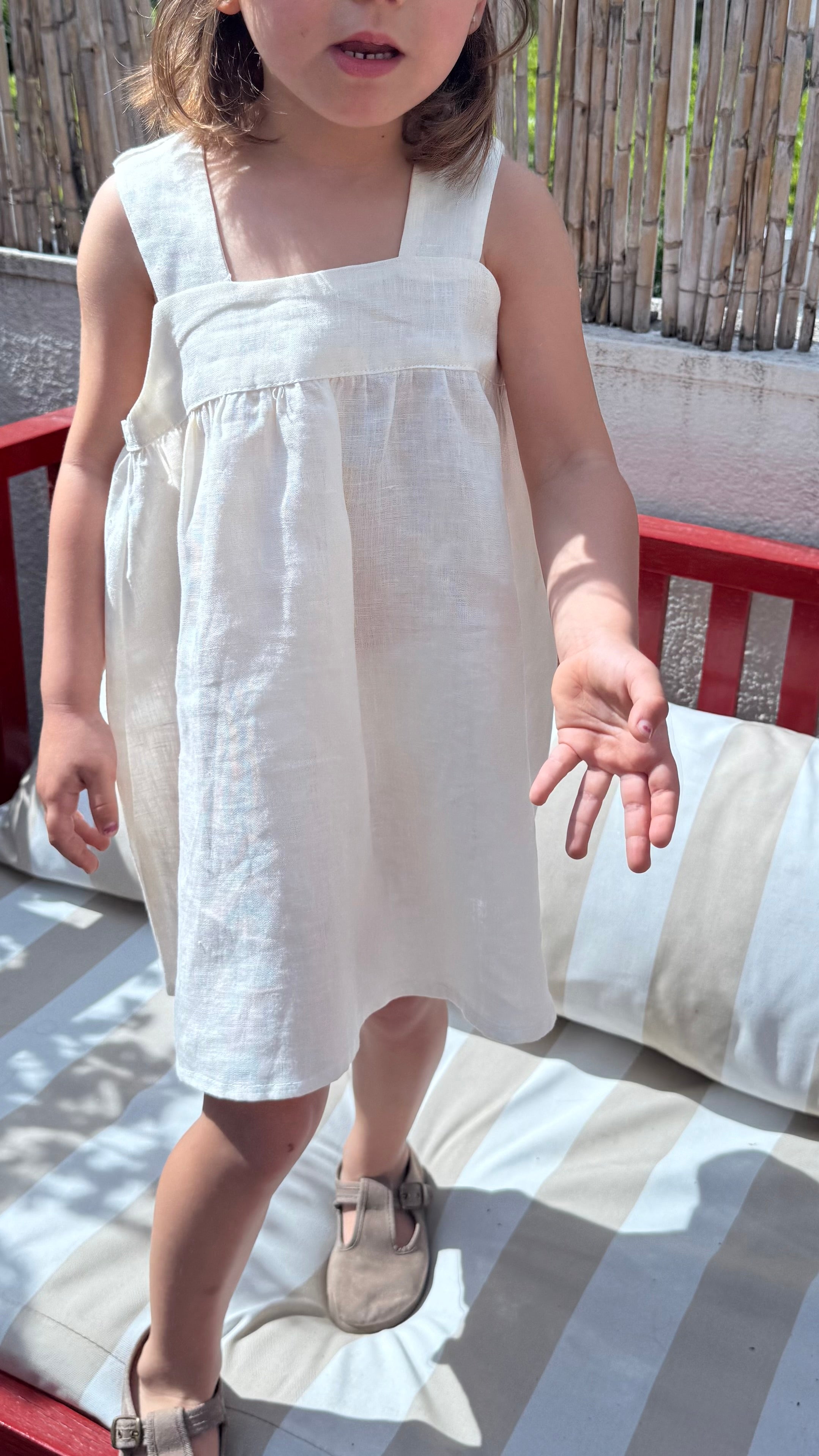 Vestido lino manteca