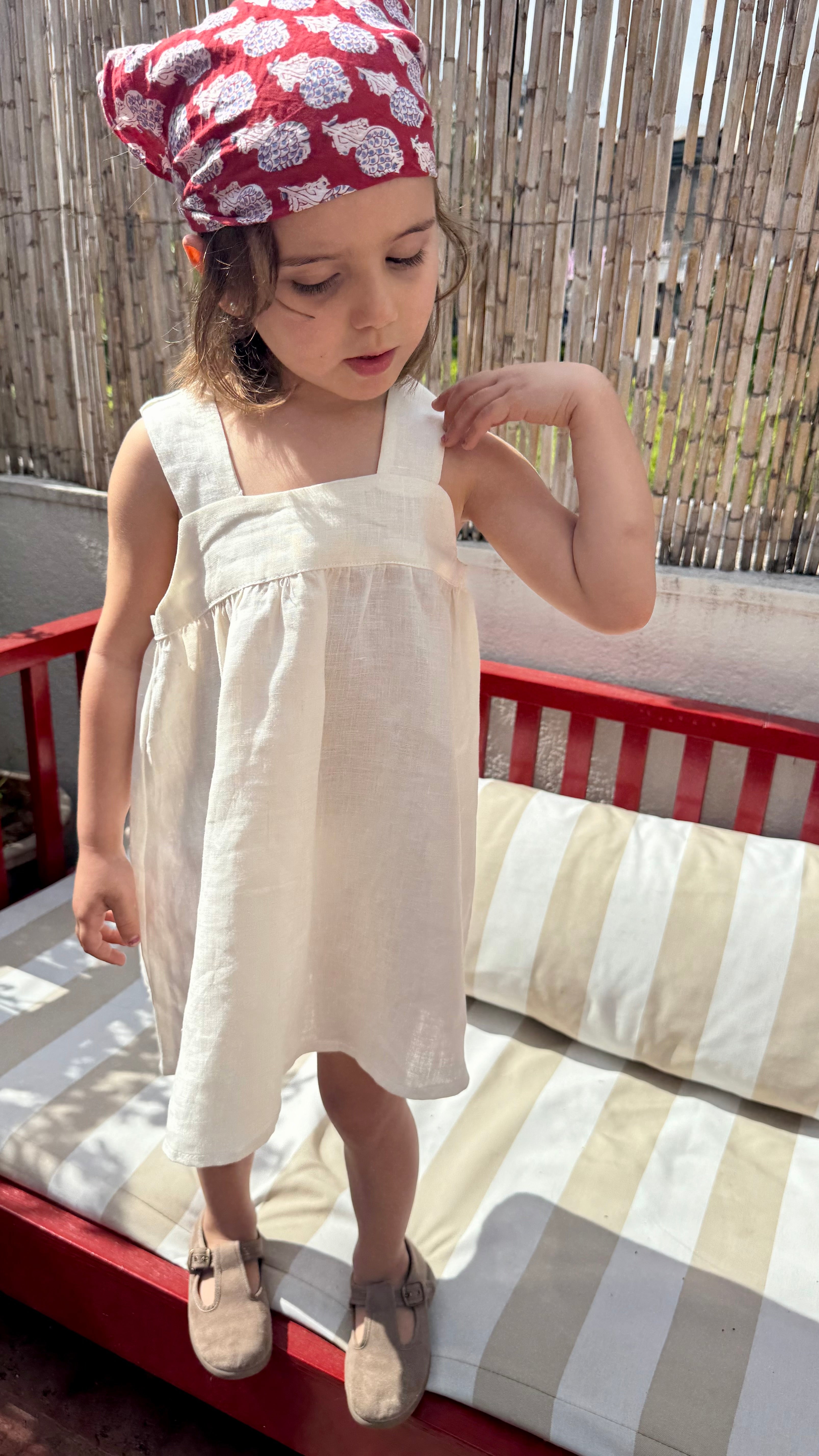 Vestido lino niña- crudo